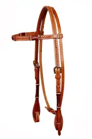 Western Nat Leather Browband Style Headstall With Multi Rawhide Braiding