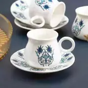 SET OF 6 Porcelain Turkish Greek Arabic Coffee Espresso Cup Saucer - 90ml 3.1oz