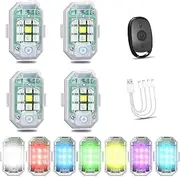 High Brightness Led Strobe Light, 7 Colors USB Rechargeable Flashing Lights, Led Strobe Drone Lights, Waterproof Anti Collision Lights for Remote Drone, Motorcycle,Car,Bike (4 Pcs)