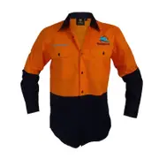 Cronulla Sharks NRL Hi Vis Button up Work Shirt Long Sleeve Orange