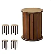 Solid Wood Stackable Stools Set of 4, 4-in-1 Space Saving Nesting Stools Multifunctional Furniture Versatile As Side Table for Kitchen Living Room Backyard Apartment