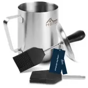 Stainless Steel 304 Basting Pot with Brush, Silicone Grill Barbeque Basting B...