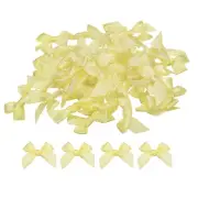 100Pcs Mini Ribbon Bow Mini Fabric Satin Ribbon Flower Bows Yellow