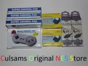 4 NEW SUPER NINTENDO SNES CONTROLLERS LOT AND 2 AC ADAPTERS & 2 AV CABLES
