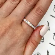 1CTW CZ Round Baguette 14K Gold Rose 3.5mm Wedding Band Ring