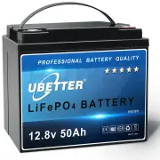 Ubetter 12.8V LiFePO4 50Ah Battery Lithium Battery Rechargeable with BMS Over 4000 Times Deep Cycle Perfect Replacement