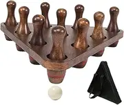 STARTIST 10x Shuffleboard Bowling Pins, Kids Bowling Toys Wood Portable with Triangular Pinsetter for Shuffleboard Table for Party