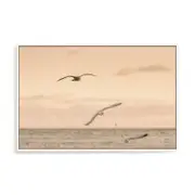 Artey | Sunset Flocks - Framed Canvas - White Frame - 110 x 165cm