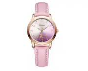 Creative Belt Girl Watch Fashion Trend Cute Mickey Quartz Watch Stainless Steel and Leather Casual Quartz Watch-Pink
