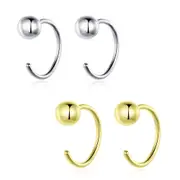 Sterling Silver Tiny Metal Sphere Hypoallergenic Hook Earrings