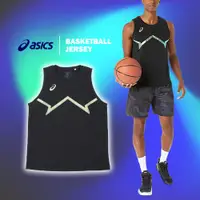 在飛比找PChome24h購物優惠-Asics 球衣 Basketball 黑 綠 男款 金屬光