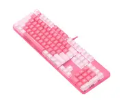 Real Mechanical Keyboard Cute Girl Heart Pink 104 Keys Led Backlit Gaming Keyboard for Gaming and Typing,Compatible for Mac/PC/Laptop - White pink