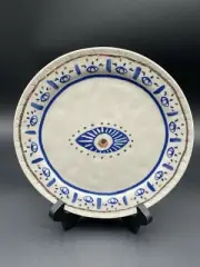 Anthropologie Insight Dessert Salad Plate Decaled Stoneware Hamsa Blue Eyes NIB