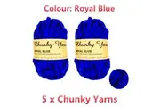 5x Royal Blue Chunky Acrylic Knitting Yarn Thick Soft Craft Crochet Blanket Wool