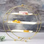 Round Serving Platter Table top Buffet Organizer Platter Stand with 3 Shelves