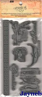 2011 Graphic 45 Tropical Travelogue Cling Stamp Set Unmounted Rubber