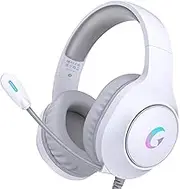 Gaming Headset, PC, PS5 Headset with Microphone, RGB Gaming Headphones for Mac, Switch, Xbox Series, White