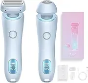 Duskofficial Razor,Duskofficial The Glide Pro 3.0 Portable Ladies Shaver, 2 in 1 Electric Waterproof Shaver Razors Bikini Trimmer for Women, for Leg Arm Underarm Pubic Area (Blue)
