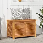 Garden Storage Box with Louver 90x50x56 cm Solid Acacia Wood | Outdoor Waterproof Patio Deck Shed Chest | Versatile Use as Furniture or Bin, Large Capacity