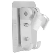 Adjustable Aluminum Silver Shower Head Holder Bracket Base With Hooks