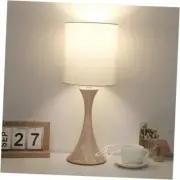 Bedside Touch Lamp, 3 Way Dimmable Touch Wood Grain Base with White Shade