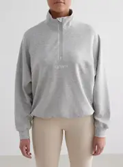 [aim'n] Light Grey Melange Comfy Modal Half Zip