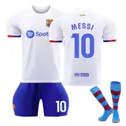 UONNO Barca Away Jersey MESSI #10 Soccer Jersey Kids Adult 3-Pieces Jersey Kits