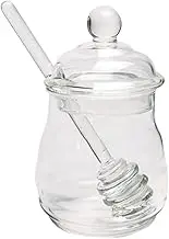 FIXOSHEE 1Set Transparent Glass with Dipper Honey Pot for Honey Jam Seasonings Stylish Kitchen Decor Compact Dustproof Design