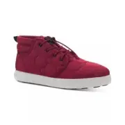 Sun + Stone Men Lace Up Fin Knit Fabric Quilted Puffer Boots, Red, Size 7.5M