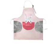 A05 2PCS Household Pink Rabbit Wipe Hand Sleeveless Kitchen Apron for Home Waterproof and Oilproof Cooking BBQ Drawing
