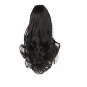 Short Wavy Curly Synthetic Claw Ponytail Clip in Hair Extension 10Inch Natural Black Wigs For Women