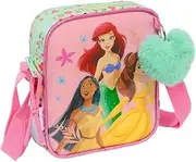 [safta] PRINCESAS DISNEY BLOOM – Small Messenger Bag, Children's Bag, Ideal for Children from 5 to 14 Years, Comfortable and Versatile, Quality and Resistance, 16 x 4 x 18 cm, Aqua Green/Light Pink, M,