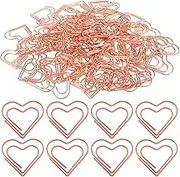 100Pcs Rose Gold Heart Paper Clips Cute Small Paper Clips for Funny Heart Clips Kids Office Supplies Paper Clamps Wedding Decoration Craft Scrapbooking Women Document Note Sorting Organizing Paperclip