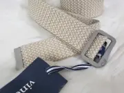 NEW Vineyard Vines MEDIUM Belt D-Ring Stretch KHAKI Taupe Tan Beige Golf Prep