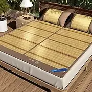 Summer Sleeping Mat, Rattan Cooling Pad, Foldable Double-Sided Bamboo Sleeping Pad, Easy-to-Storage Summer Bamboo Mat for Bedrooms, Dormitory, Living Room, Garden, Camping
