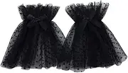 1Pair White Black Mesh Nail Art Lace Fake Pleated Cuff Lace Wrist Sleeves for Women Elastic Wrist Cuffs for Sleeves Lace Cuff Shooting Background Props
