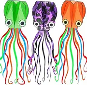 Kite, Large Octopus Kite 3 Colors, Kites for Kids Easy To Fly, 3D Giant Rainbow Kites for Boys Girls, 100M Kite String with Reel, Surf Kite Making Kit, Beach Kites for Adults, Kites for Kids Ages 8-12