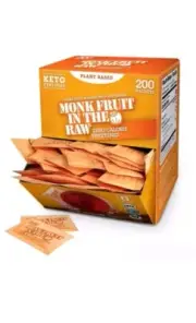 Monk Fruit Sweetener Packets, 200 Ct, Keto Certified Monk Fruit Sweetener