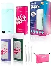 Freshine Roll On Waxing Kit Wax Strips Roller Warmer Heater with 200g Soft Wax for Hair Removal Face Legs Arms Body (Blue 200g Kit)