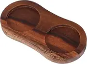 OKUMEYR Elegant Wooden Condiment Tray Salt Pepper Storage 2 Slot Grinder Stand for Kitchen