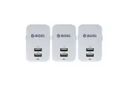 3PK Moki Dual USB Wall Mobile Charger Universal Adaptor Plug Travel Adapter WHT