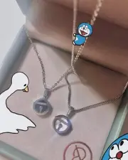 DORAEMON Couples Matching Bell necklace silver plated (set)