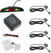 Eunavi Car Reverse Backup Radar System Reverse Parking Sensor Car Vehicle Backup Auto Radar Detectors System LED Display&High-Volume Warning Buzzer&4 Gray Parking Sensors Reversing kit[Gray]