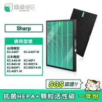 在飛比找PChome24h購物優惠-綠綠好日 HEPA濾芯 顆粒活性碳 適 SHARP KC-A