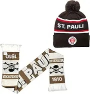 Beyond Happy St. Pauli Winter Ski Hat - St. Pauli Knitted Bobble Hat - Unisex 100% Acrylic, HAT & SCARF SET, One size