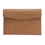 14 Inch Litchi Pattern Laptop Sleeve - Light Brown Pu Leather