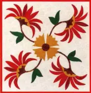 Thru Grandmother's Window - Quilt, Sewing Applique Pattern - WILD POINSETTIA