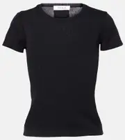 [Aya Muse] Aya Muse Ribbed-knit cotton T-shirt AU 14 black