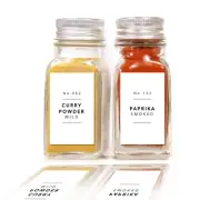 Farmhouse Spice Jar Labels - Minimalist 184 Preprinted + 8 Blank Write-on Sti...