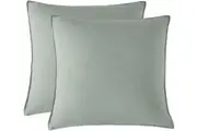 Twin Pack Vintage Washed Microfibre European Pillowcase | Sage | Square